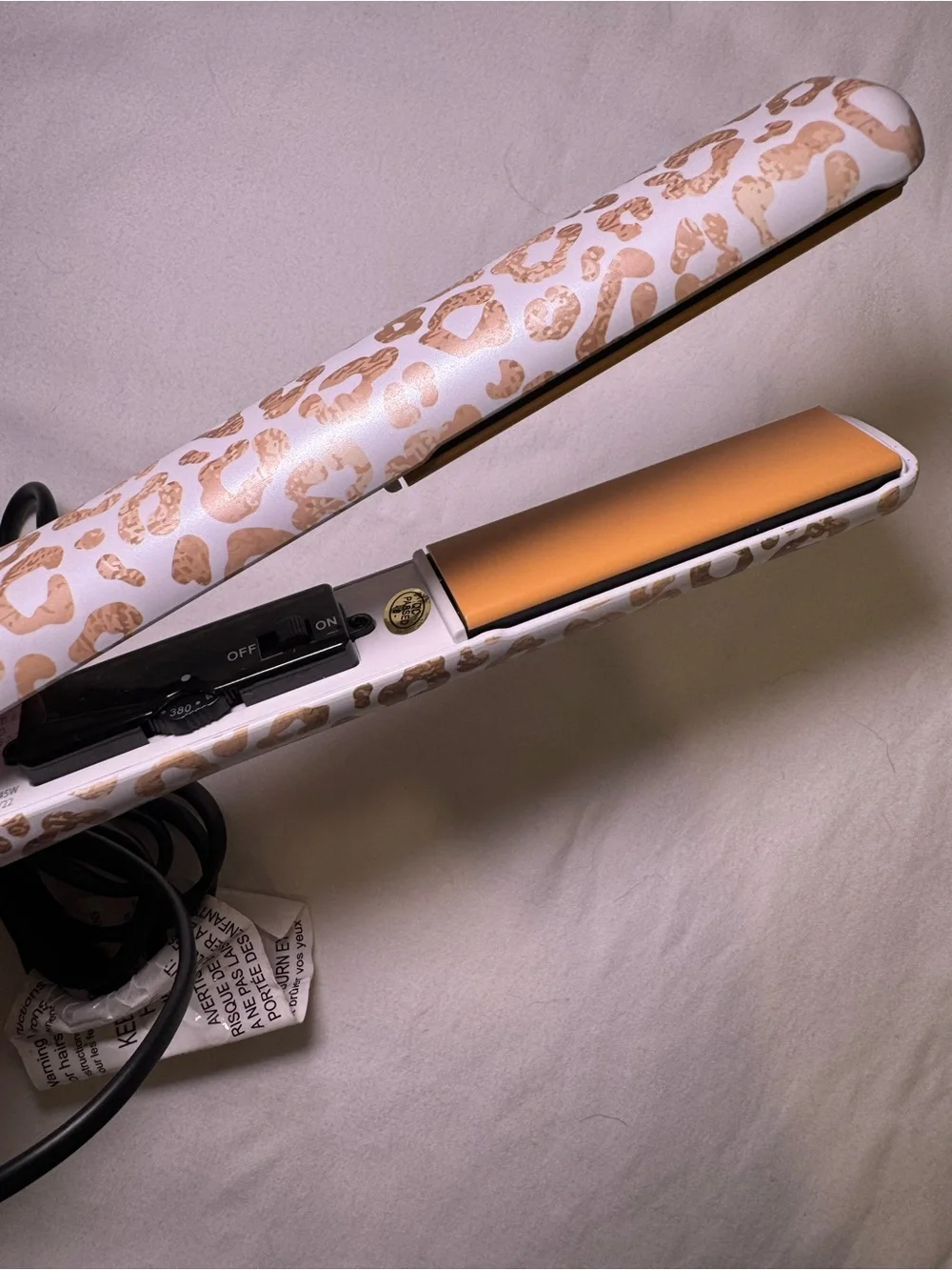 CHI White Leopard Flat Iron Hair Straightener - White/Gold
